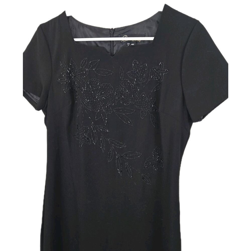 Componix Vtg Sz 10P Black Beaded Embellished Bodice Poly Lined Dress MOBWIFE